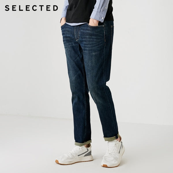 SELECTED Men Jeans Lycra Slight Stretch Vintage Slim Autumn