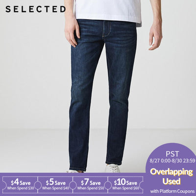 SELECTED Men Jeans Lycra Slight Stretch Vintage Slim Autumn