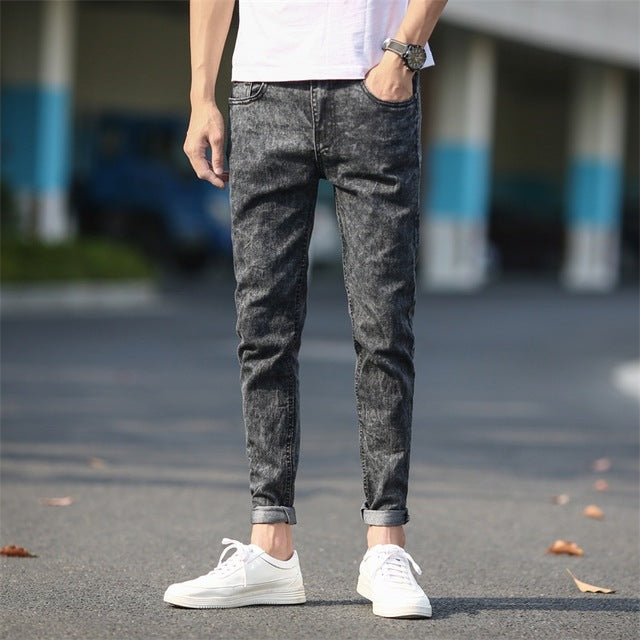 2019 CHOLYL Men's Skinny Jeans Gray Denim Jeans New